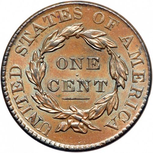 1 cent Reverse Image minted in UNITED STATES in 1828 (Coronet)  - The Coin Database