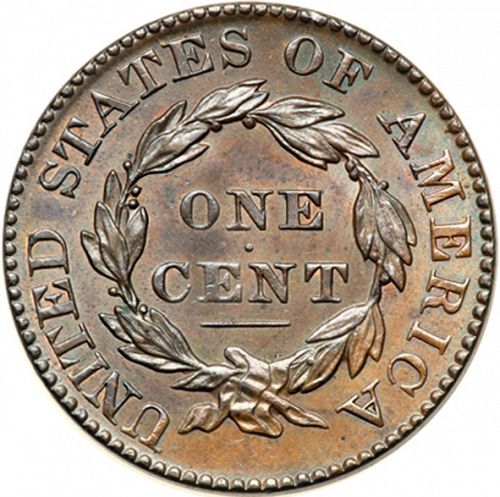 1 cent Reverse Image minted in UNITED STATES in 1829 (Coronet)  - The Coin Database