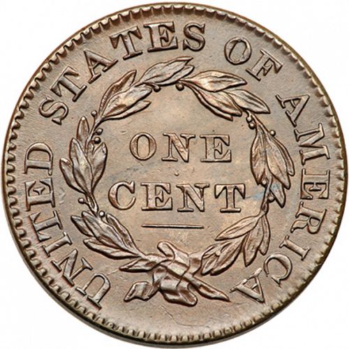 1 cent Reverse Image minted in UNITED STATES in 1830 (Coronet)  - The Coin Database