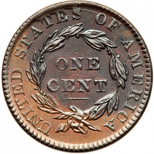 1 cent Reverse Image minted in UNITED STATES in 1831 (Coronet)  - The Coin Database