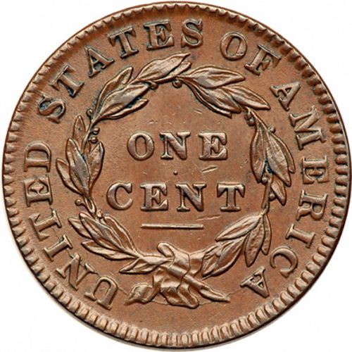1 cent Reverse Image minted in UNITED STATES in 1832 (Coronet)  - The Coin Database
