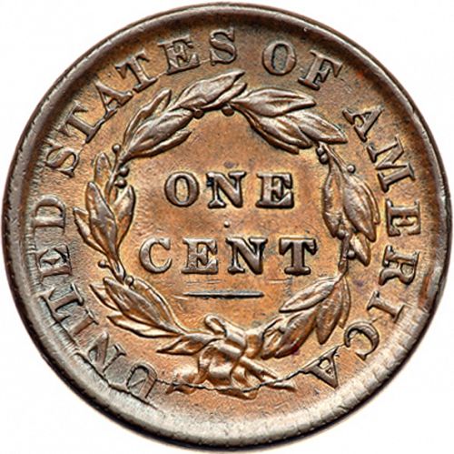1 cent Reverse Image minted in UNITED STATES in 1833 (Coronet)  - The Coin Database
