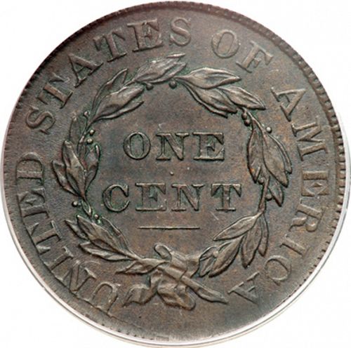 1 cent Reverse Image minted in UNITED STATES in 1834 (Coronet)  - The Coin Database
