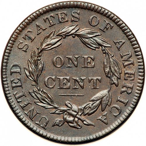 1 cent Reverse Image minted in UNITED STATES in 1835 (Coronet)  - The Coin Database