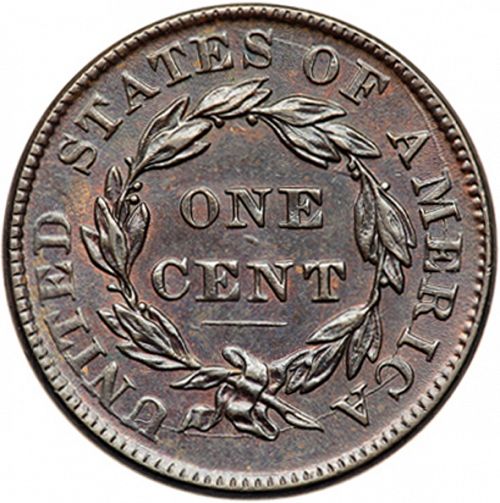 1 cent Reverse Image minted in UNITED STATES in 1837 (Coronet)  - The Coin Database