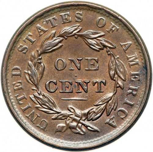 1 cent Reverse Image minted in UNITED STATES in 1838 (Coronet)  - The Coin Database