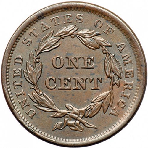 1 cent Reverse Image minted in UNITED STATES in 1843 (Braided Hair)  - The Coin Database