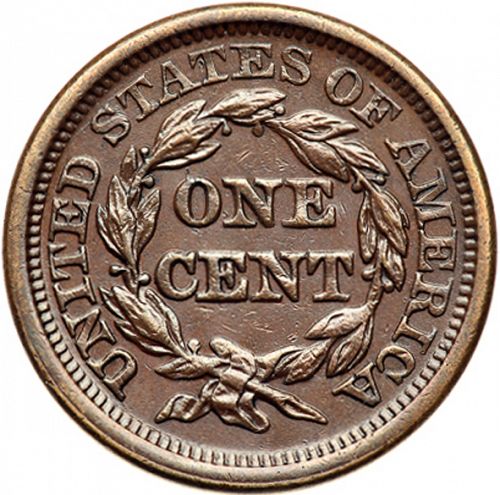 1 cent Reverse Image minted in UNITED STATES in 1844 (Braided Hair)  - The Coin Database