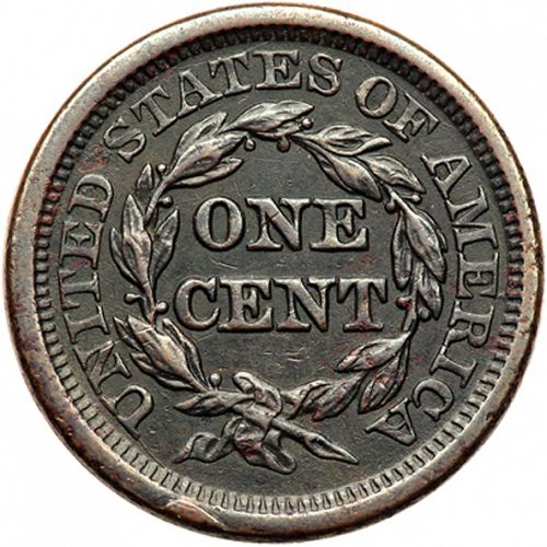 1 cent Reverse Image minted in UNITED STATES in 1845 (Braided Hair)  - The Coin Database