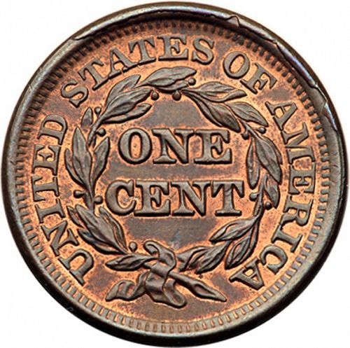 1 cent Reverse Image minted in UNITED STATES in 1846 (Braided Hair)  - The Coin Database