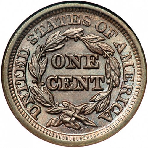 1 cent Reverse Image minted in UNITED STATES in 1847 (Braided Hair)  - The Coin Database