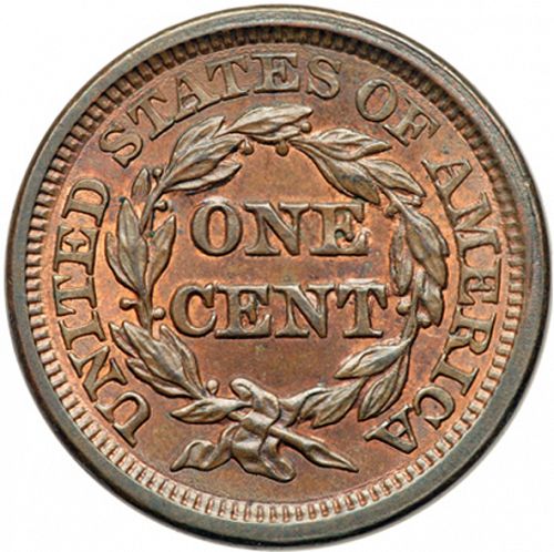 1 cent Reverse Image minted in UNITED STATES in 1848 (Braided Hair)  - The Coin Database