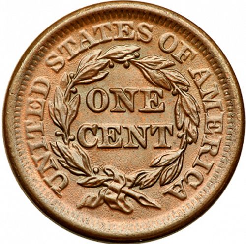 1 cent Reverse Image minted in UNITED STATES in 1850 (Braided Hair)  - The Coin Database