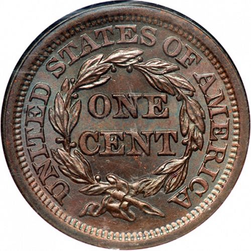 1 cent Reverse Image minted in UNITED STATES in 1851 (Braided Hair)  - The Coin Database