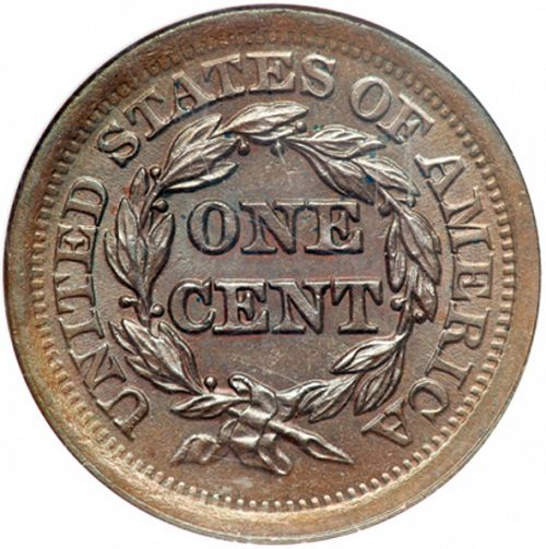 1 cent Reverse Image minted in UNITED STATES in 1852 (Braided Hair)  - The Coin Database