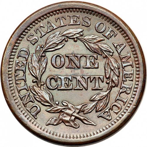 1 cent Reverse Image minted in UNITED STATES in 1853 (Braided Hair)  - The Coin Database