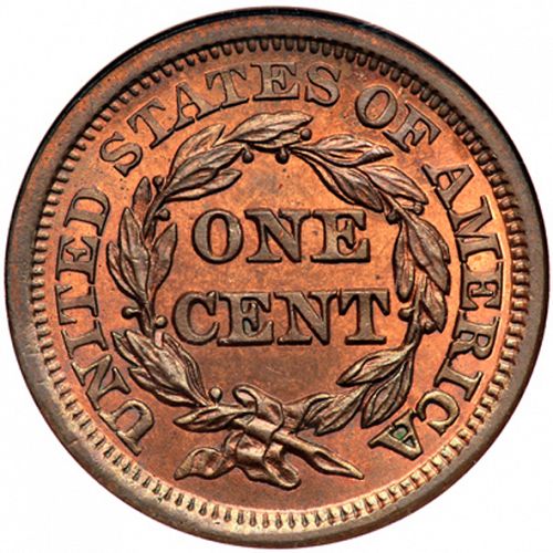 1 cent Reverse Image minted in UNITED STATES in 1855 (Braided Hair)  - The Coin Database