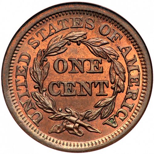 1 cent Reverse Image minted in UNITED STATES in 1855 (Braided Hair)  - The Coin Database