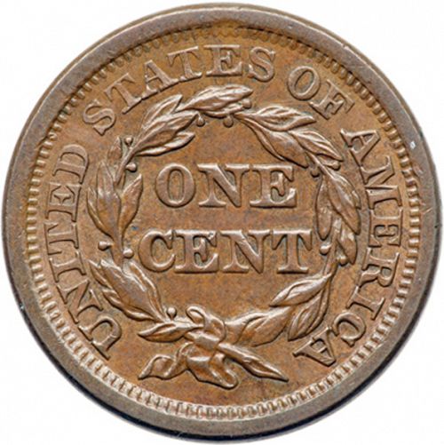 1 cent Reverse Image minted in UNITED STATES in 1857 (Braided Hair)  - The Coin Database