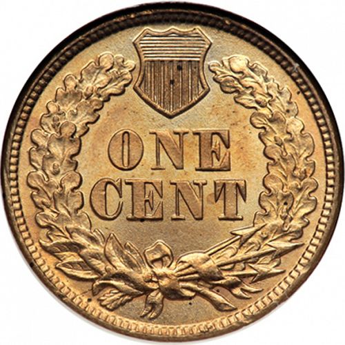 1 cent Reverse Image minted in UNITED STATES in 1861 (Indian Head - Copper)  - The Coin Database