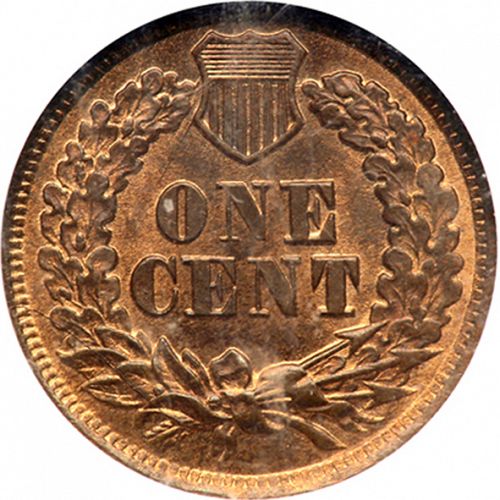 1 cent Reverse Image minted in UNITED STATES in 1865 (Indian Head - Bronze)  - The Coin Database