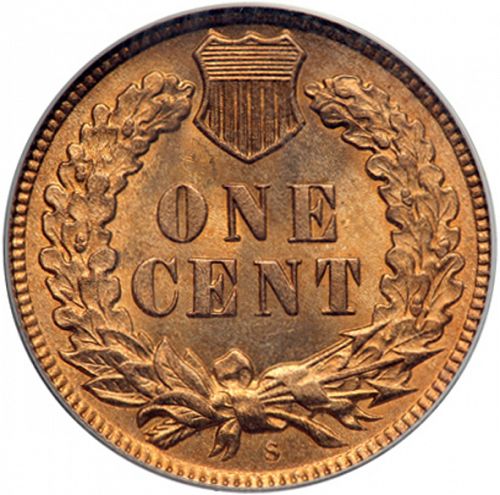 1 cent Reverse Image minted in UNITED STATES in 1909S (Indian Head)  - The Coin Database