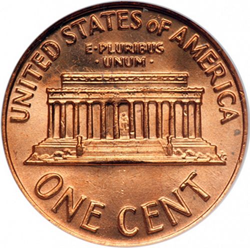 1 cent Reverse Image minted in UNITED STATES in 1972 (Lincoln - Memorial Reverse)  - The Coin Database
