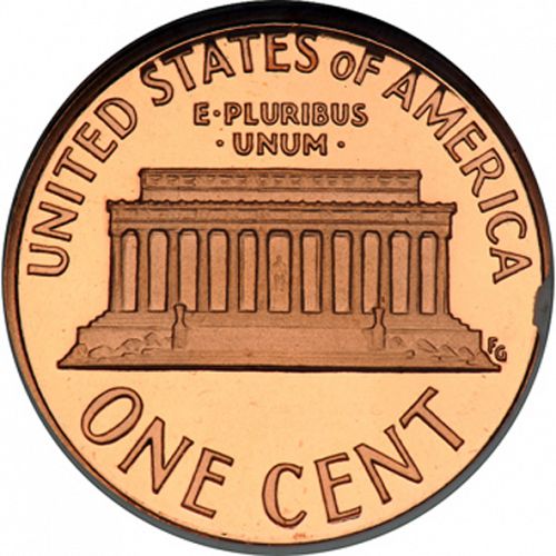 1 cent Reverse Image minted in UNITED STATES in 1990S (Lincoln - Memorial Reverse)  - The Coin Database