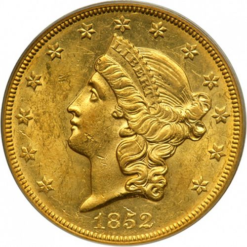 20 dollar Obverse Image minted in UNITED STATES in 1852O (Coronet Head - Twenty D., no motto)  - The Coin Database