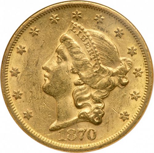20 dollar Obverse Image minted in UNITED STATES in 1870S (Coronet Head - Twenty D., with motto)  - The Coin Database