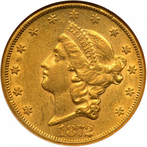 20 dollar Obverse Image minted in UNITED STATES in 1872CC (Coronet Head - Twenty D., with motto)  - The Coin Database