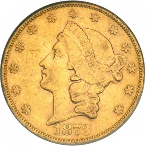20 dollar Obverse Image minted in UNITED STATES in 1873 (Coronet Head - Twenty D., with motto)  - The Coin Database