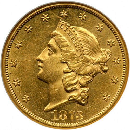20 dollar Obverse Image minted in UNITED STATES in 1873CC (Coronet Head - Twenty D., with motto)  - The Coin Database