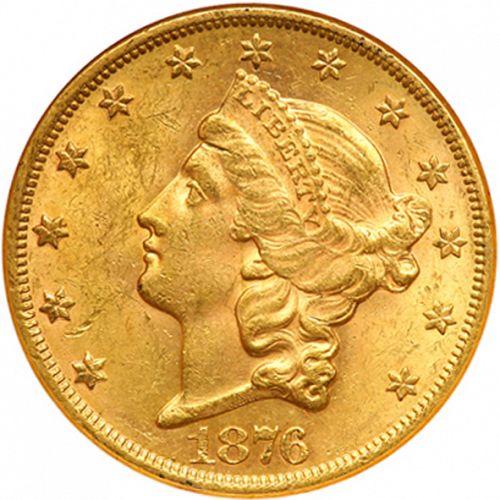 20 dollar Obverse Image minted in UNITED STATES in 1876 (Coronet Head - Twenty D., with motto)  - The Coin Database