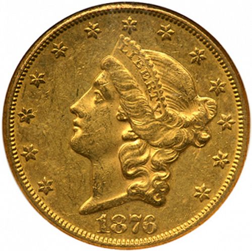 20 dollar Obverse Image minted in UNITED STATES in 1876CC (Coronet Head - Twenty D., with motto)  - The Coin Database