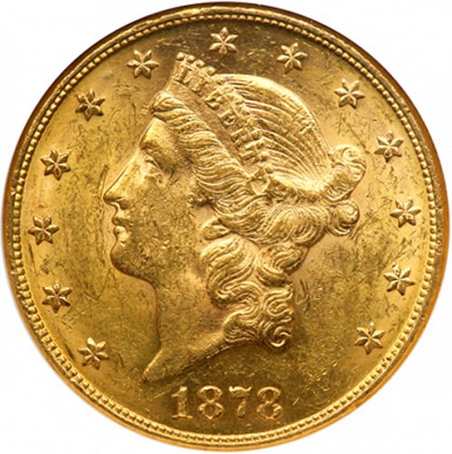 20 dollar Obverse Image minted in UNITED STATES in 1878 (Coronet Head - Twenty Dollars)  - The Coin Database