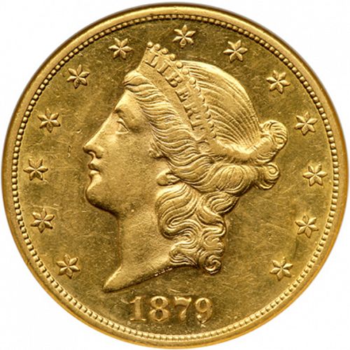 20 dollar Obverse Image minted in UNITED STATES in 1879CC (Coronet Head - Twenty Dollars)  - The Coin Database