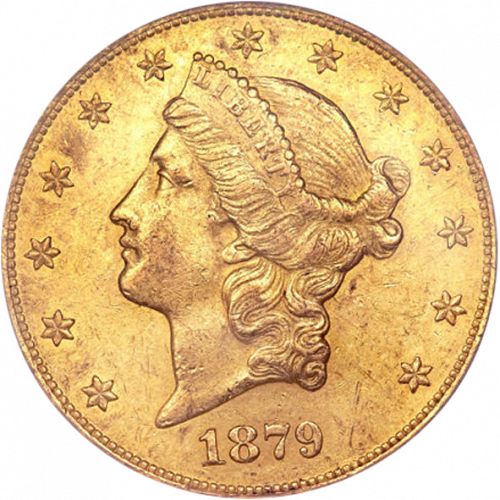 20 dollar Obverse Image minted in UNITED STATES in 1879O (Coronet Head - Twenty Dollars)  - The Coin Database