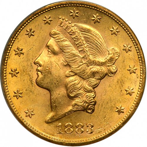 20 dollar Obverse Image minted in UNITED STATES in 1883S (Coronet Head - Twenty Dollars)  - The Coin Database