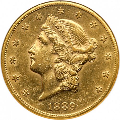 20 dollar Obverse Image minted in UNITED STATES in 1889CC (Coronet Head - Twenty Dollars)  - The Coin Database