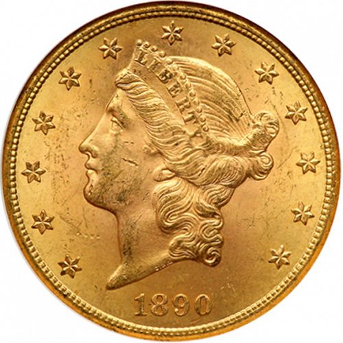 20 dollar Obverse Image minted in UNITED STATES in 1890S (Coronet Head - Twenty Dollars)  - The Coin Database