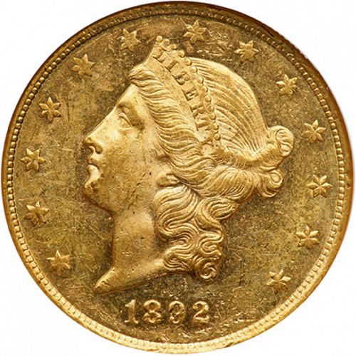 20 dollar Obverse Image minted in UNITED STATES in 1892CC (Coronet Head - Twenty Dollars)  - The Coin Database