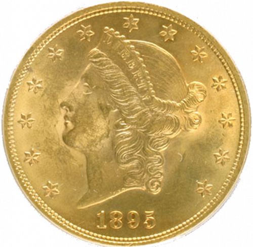 20 dollar Obverse Image minted in UNITED STATES in 1895 (Coronet Head - Twenty Dollars)  - The Coin Database