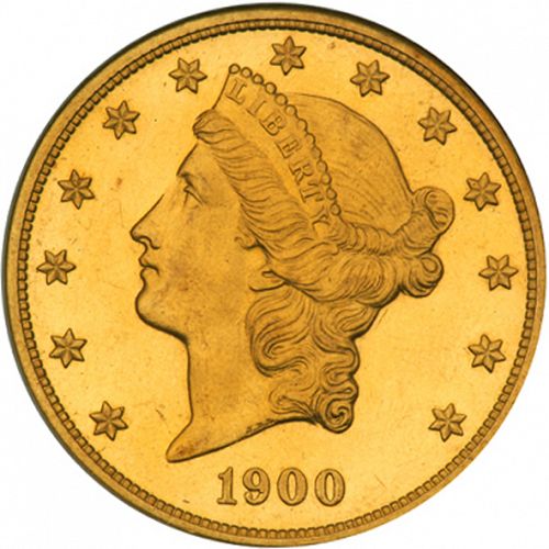 20 dollar Obverse Image minted in UNITED STATES in 1900 (Coronet Head - Twenty Dollars)  - The Coin Database