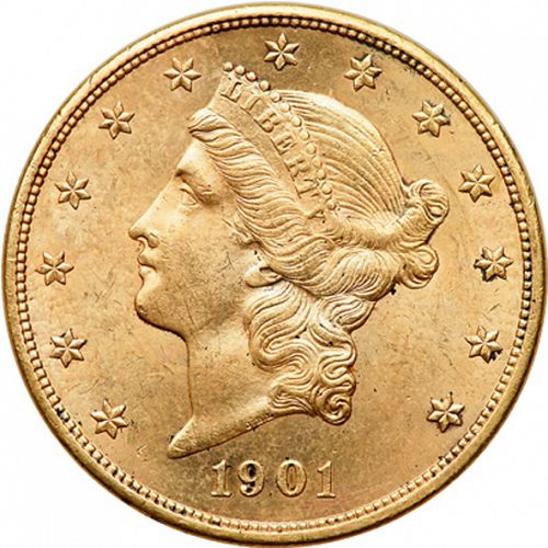 20 dollar Obverse Image minted in UNITED STATES in 1901 (Coronet Head - Twenty Dollars)  - The Coin Database