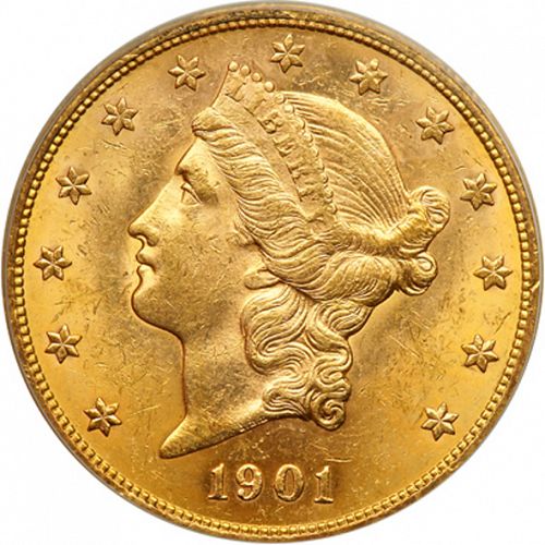 20 dollar Obverse Image minted in UNITED STATES in 1901S (Coronet Head - Twenty Dollars)  - The Coin Database