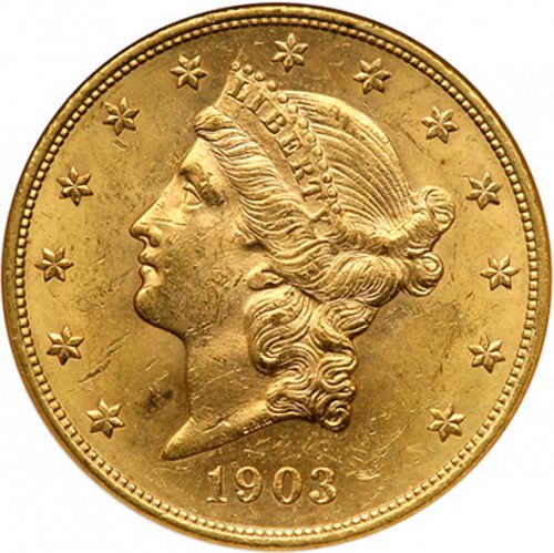 20 dollar Obverse Image minted in UNITED STATES in 1903 (Coronet Head - Twenty Dollars)  - The Coin Database