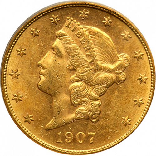 20 dollar Obverse Image minted in UNITED STATES in 1907S (Coronet Head - Twenty Dollars)  - The Coin Database