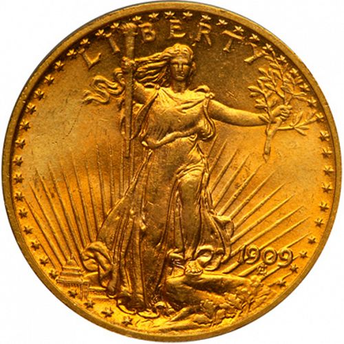 20 dollar Obverse Image minted in UNITED STATES in 1909 (Saint-Gaudens - With motto)  - The Coin Database
