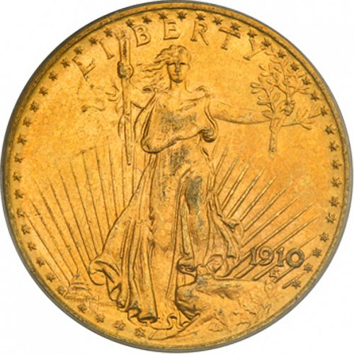 20 dollar Obverse Image minted in UNITED STATES in 1910 (Saint-Gaudens - With motto)  - The Coin Database